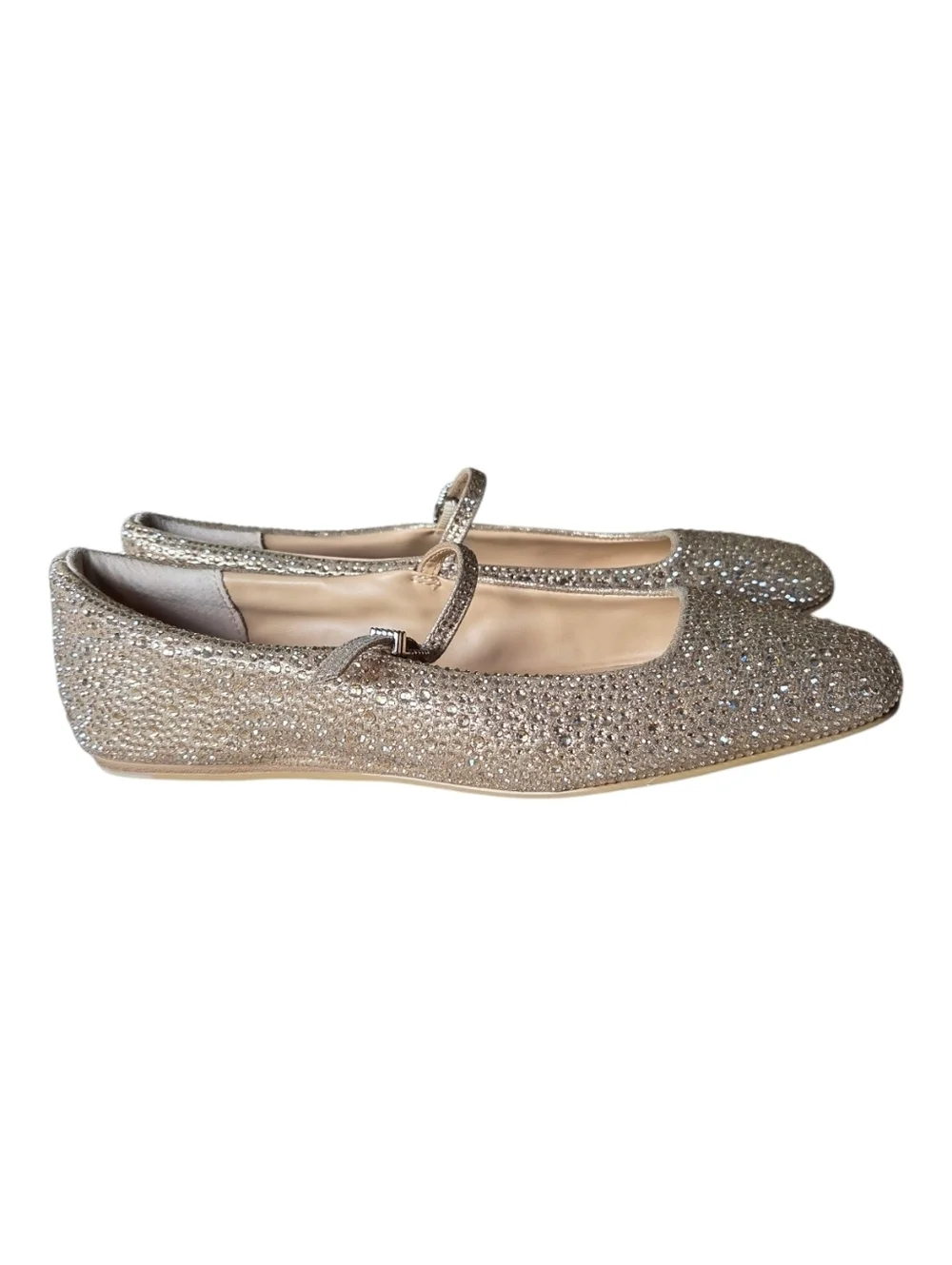 Dolce Vita Reyes Crystal Ballet Mary Jane Flats Light Gold Square Toe Size 7.5